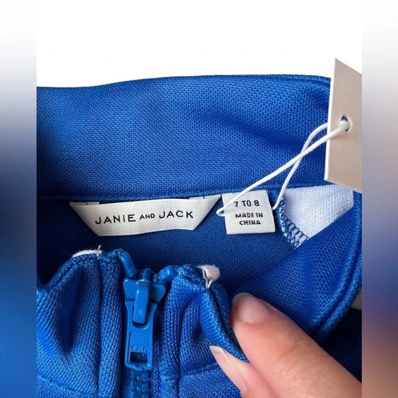 NWT Janie and Jack Blue and White Zip Up Jacket - Picture 2 of 4
